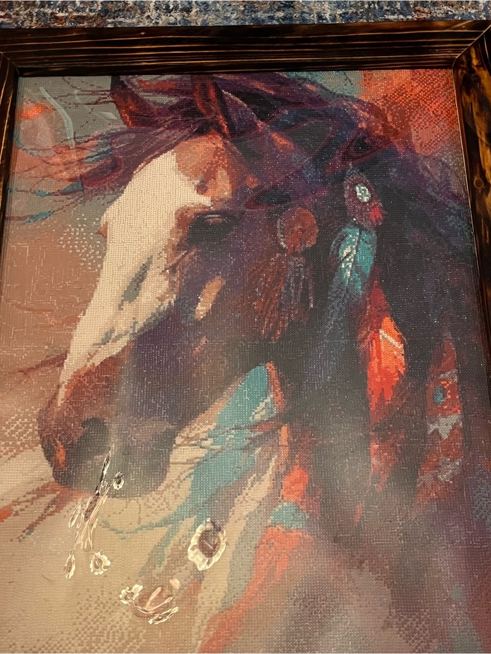 Rust Teal Horse Portrait diamond art
